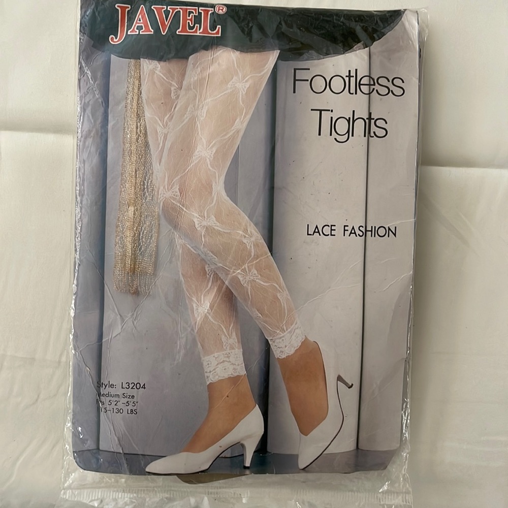 Javel Footless Black Lace Fashion Tights Size M
